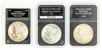 Coin (3) 1921 Morgan Silver Dollars Brilliant Unc.