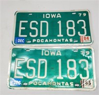 Set of Pocahontas  Iowa license plates