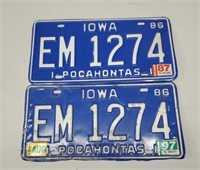 Set of Pocahontas license plates