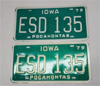Set of Pocahontas Iowa license plates