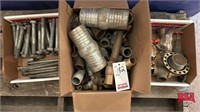 3 Boxes of Misc Bolts, Pipe Fittings, Ball Valves,