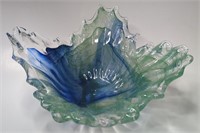 Large Murano Blue/Green Blown Glass Wave