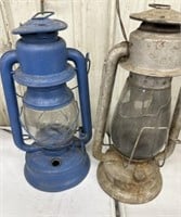 Two gas lanterns, cracks in glass