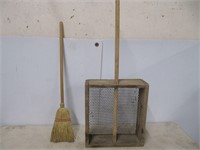 VINTAGE SHAKER FRAME & CORN BROOM