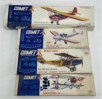 Lot Of 4 Vintage Comet Balsa Wood Airplane Model