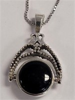 925 22 IN NECKLACE BLACK ONYX PENDANT