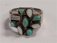925 TURQUIOSE RING WITH PEARL 6.75