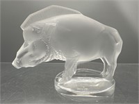 Lalique Crystal boar pig paperweight figure