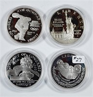 4 Commemorative Silver Dollars   Proof