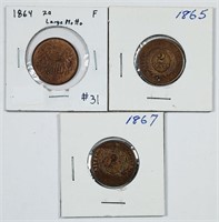 1864, 1865 & 1867  Two Cents