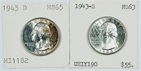 1943- D&S  Washington Quarters   MS