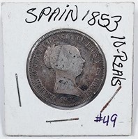 1853  Spain  10 Reales   VG