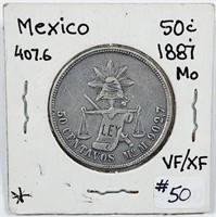 1887 Mo  Mexico  50 Centavos   VF/XF