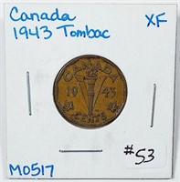 1943  Canada  5 Cents  Tombac   XF