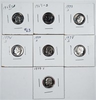 Group of 7 s-mint  Roosevelt Dimes  BU