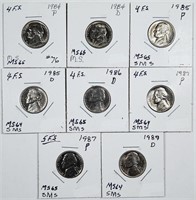 Group of 8  Jefferson Nickels  1984 - 1987-D