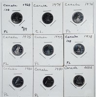 Group of 9  Canada  10 Cents   1968 - 2002