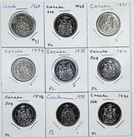 Group of 9  Canada  50 Cents  1968 - 1990