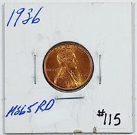 1936  Lincoln Cent   Ch BU Red  corrected