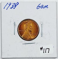 1938  Lincoln Cent   Gem