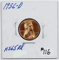 1936-D  Lincoln Cent   Ch BU Red
