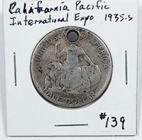 1935-S  Cal-Pacific Comm. Half Dollar  holed
