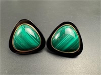 14k gold malachite earrings