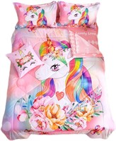 $73 Kids Unicorn Comforter Twin Set