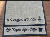 2 coffee station placemats, 20” x 24”