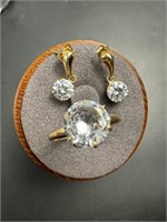 10k gold cz ring and earrings