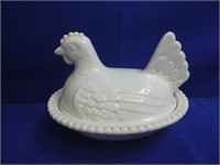 White Ceramic Hen On Nest