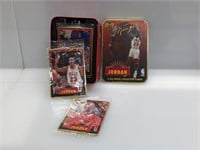 1996 UD Michael Jordan Metal Card Set (5) & Tin
