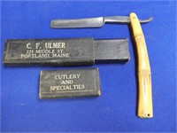 Ulmer's Blue Steel Germany Straight Razor In Case