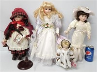 4 Fancy Dressed Collector Dolls