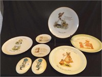 8 pcs Assorted Holly Hobby plates, plaques 1970's