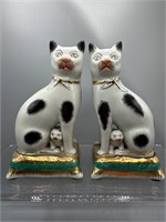 Porcelain Staffordshire cat figures