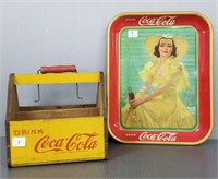 1938 Coca Cola metal tray 10 1/2" x 13" & an early