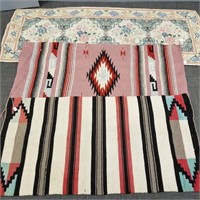 Needlework runner 29" x 76" & 2 Southwest rugs