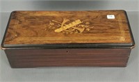 Swiss 8-tune music box with inlaid case & song
