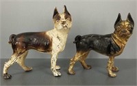 2 cast iron antique Boston terrier doorstops -