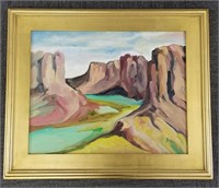 Signed C. Vesley oil on canvas southwest landscape