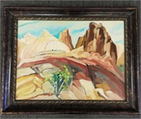 Signed C. Vesley oil on canvas southwest landscape