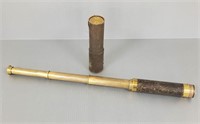 Antique brass folding telescope made in France