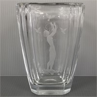 Orrefors 1948- 8" etched nude vase