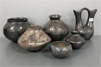 6 pieces of Mata Ortiz pottery including