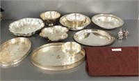Group silver plate serving pieces including