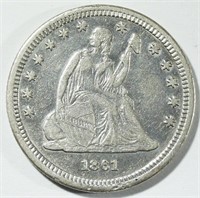 1861 LIBERTY SEATED QUARTER DOLLAR  XF