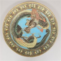 Antique Chinese dragon Cloisonne tray