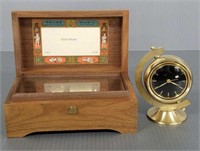 Vintage Bulova desk clock and Reuge music box