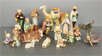 18 pieces Hummel nativity set etc including 9"